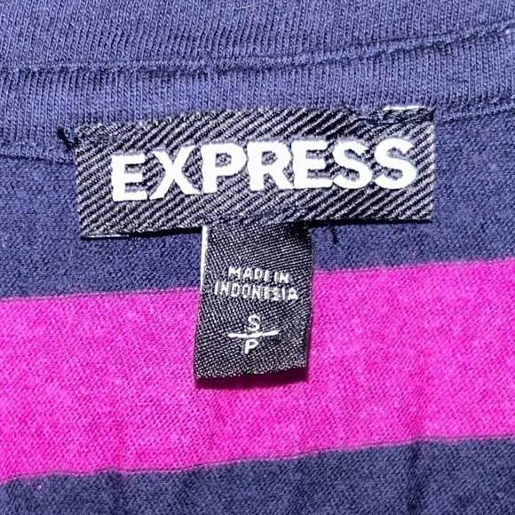 Express Top Striped Quarter Sleeve Pullover Crewneck Color block Casual Shirt - Picture 5 of 8